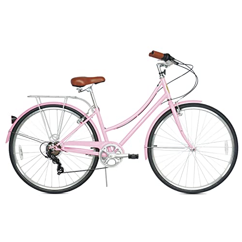 Bicicleta Cruiser de playa Micargi Kansans, 7 velocidades, con frenos V-brake, asiento acolchado y empuñaduras de cuero genuino para adultos miniatura 2