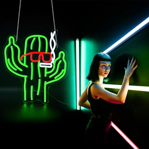 Image of Cactus Neon Sign Led Neon Lights Neon Signs for Wall Decor Light Up Sign for Birthday Party Club Gift