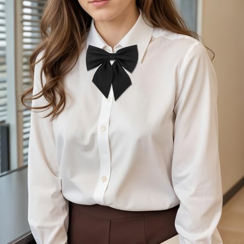 HJZHII 2 Stück Fliege für Frauen, Bluse Mit Schleife Vorgebundene Verstellbare Fliege Für Damen Einheitliche Einfarbige Schwarze Fliegen Für Kostümuniform Cosplay Shirt