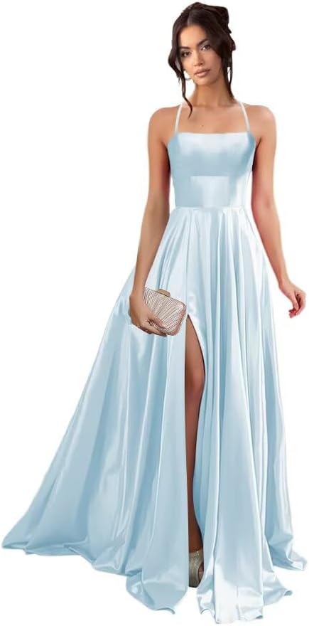RSOETOO Women’s Long Prom Dresses for Teens with Pockets Spaghetti Straps Formal Party Evening Gowns 2026 Prom Dress RON025