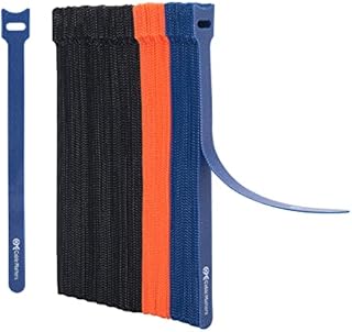 Cable Matters 100-Pack 20cm Reusable Cable Ties / Cable Ties Reusable with 19 KG Tensile Strength - Multi-Color Black, Blue, and Orange Cable Straps, Hook and Loop Straps