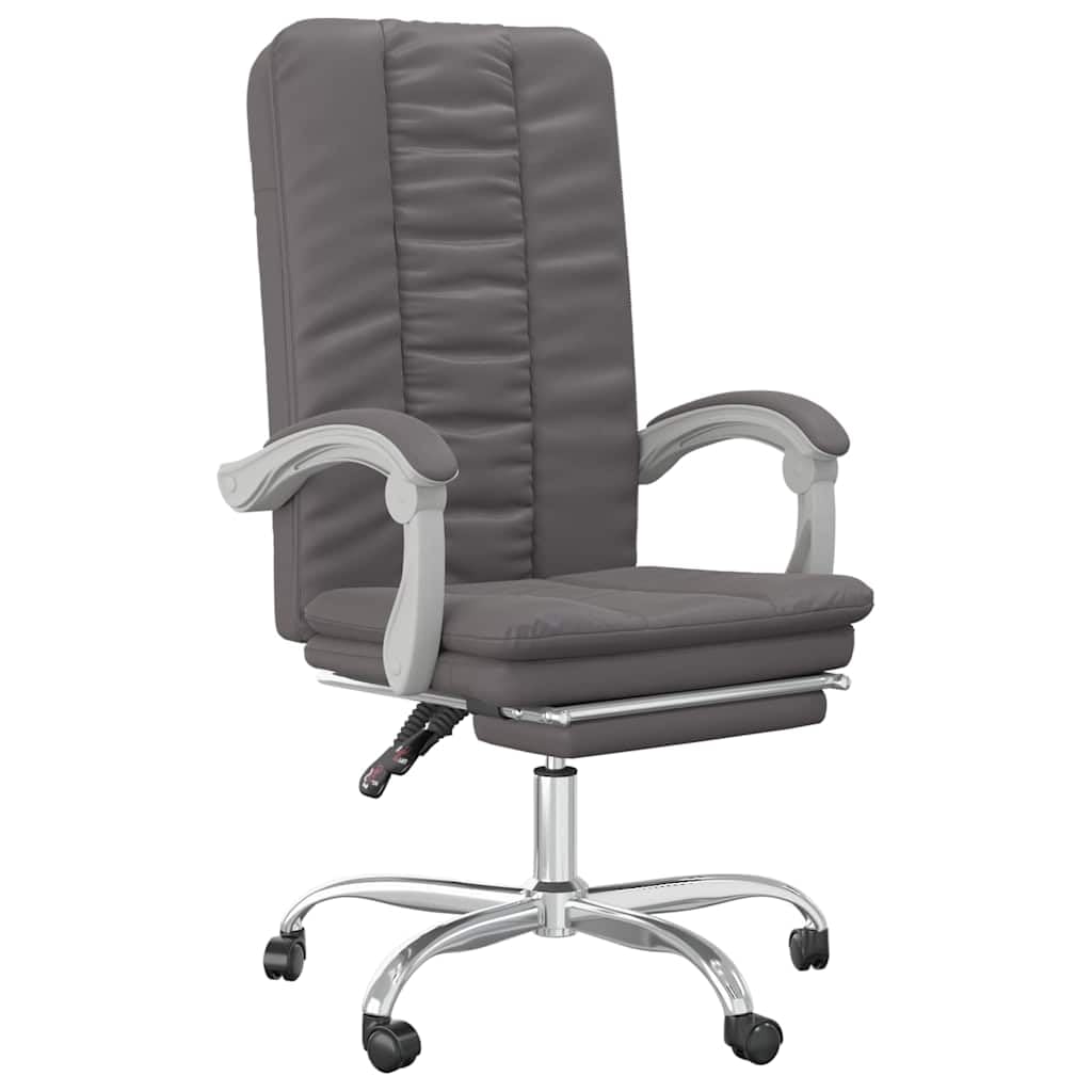 Sedia da ufficio con funzione reclinabile, in ecopelle, colore: grigio