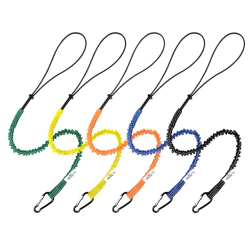 Image of CYSKY 5 Pack Retractable Tool Lanyard with Aluminum Nut Lock Carabiner, Tool Tether Lanyards for Hand Power Tools, Maximum Weight Limit 13.6KG / 30lb (Colorful)