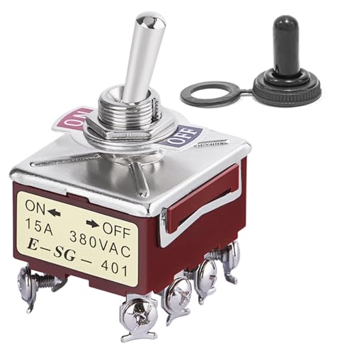 Toggle Switch with Waterproof Cap KN3C-401, ON/Off 4PST 8Pin 20A 0.47'/12mm Heavy Duty Bakelite Rocker...