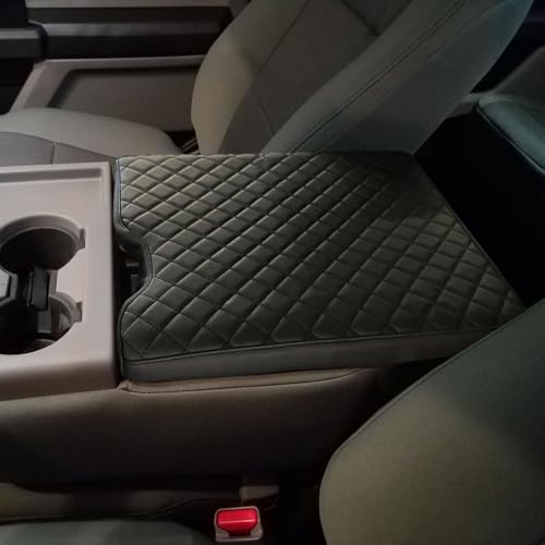 Zxiaochun Center Console Cover for Ford F150 2015-2026/F250 F350 F450 2017-2026 Leather Arm Rest Box Lid Middle Console Cover Armrest Box Protective Cover Accessories(40/20/40 Jump Seat Console Only)