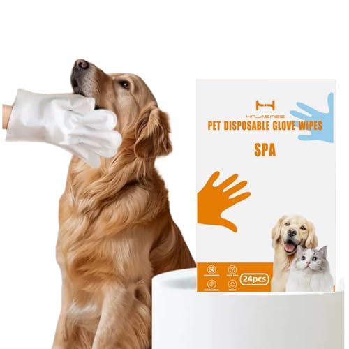 Image of Pet Grooming Gloves for Dogs and Cats, coconut oil for dogs , dog paw wipes ,dog washing gloves (unscented 24pcs)