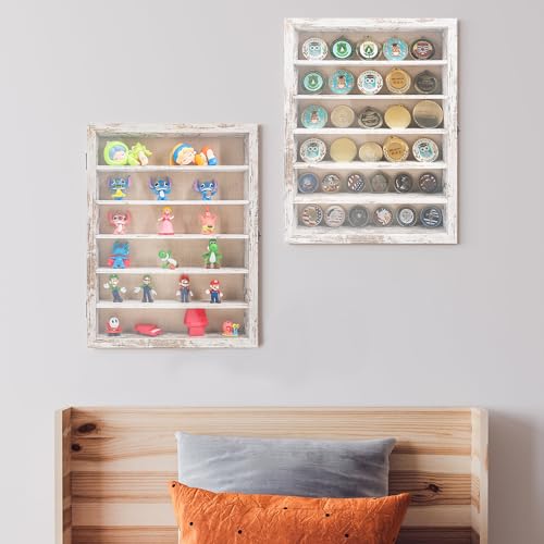 Image of GMFrames 12x16 Wooden Shadow Box Frame with Removable Shelves Deep Display Case for Military Medals Keepsakes White
