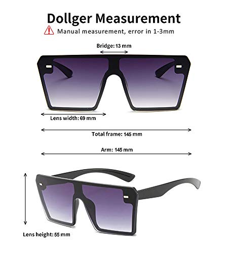 Dollger Oversized Square Sunglasses for Women Men Retro Shades Fashion Big Flat Top Mirror Rimless Lens 5