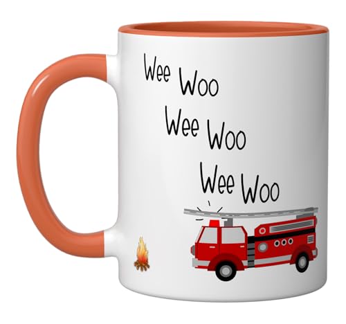 Taza de cerámica funcional 11 onzas color naranja/blanco miniatura 1