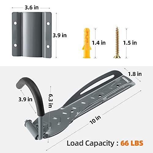Image of LYCAON Bike Rack for Garage (Ultimate Gray) Bicycle Wall Mount Hanger Hooks Indoor Vertical Storage System Holds up to 68lb with Tire Tray & Screws (2)