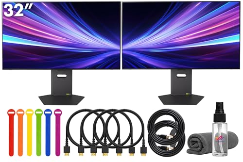 Image of LG UltraGear G8 32GX850A 32 inch Dual-Mode Gaming Monitor Bundle (2-Pack) | 4K UHD (3840x2160) 165Hz / FHD 330Hz, OLED Display, 0.03ms, G-SYNC, FreeSync Premium Pro, HDMI & DisplayPort + Cable Ties + More