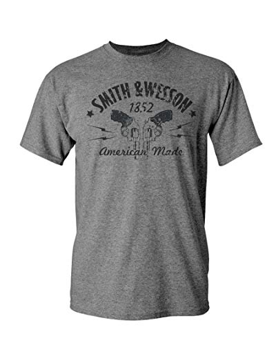 S&W Vintage 1852 Lightening Bolt Tee in Nickel Heather - Officially Licensed (Medium) Grey