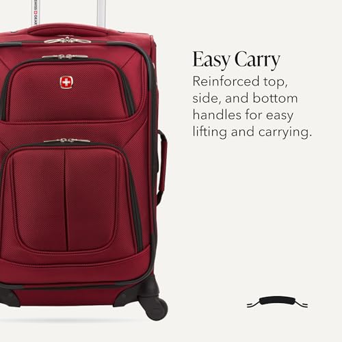 Image of SWISSGEAR Sion Carry-On Spinner Luggage, Softside Expandable, Lightweight Suitcase, Burgundy, 22.75-Inch