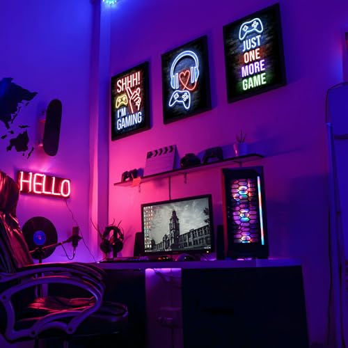 Gosbi 12Pcs Neon Gaming Posters,Gaming Room Decor Teen Boys Gamer Room Decor For Boys,Gamer Wall Art Decor For Boys Room Decor Bedroom,No Frame thumb #6