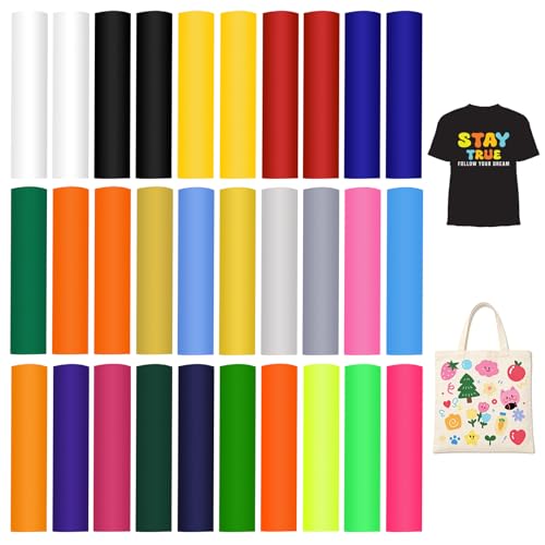 Lwezgi 30 Stück Infusible Ink Folie Infusible Transfer Ink Sheets 30.5 * 11.5cm Unschmelzbare Transfer Tintenblätter Sublimationsfolie für DIY Tasse T-Shirt Taschen (Einfarbig)
