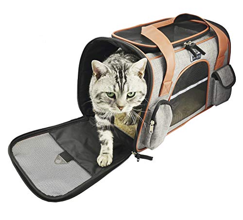 Purrpy Premium Cat Dog Carrier Airline Approved Soft Sided Pet Travel Bag, Car