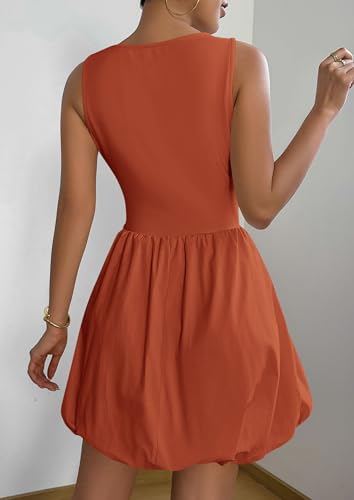 Image of PRETTYGARDEN Summer Dresses for Women 2026 Casual Mini Short Cocktail Dress Sleeveless Tank Crew Neck Bubble Sundress Pockets