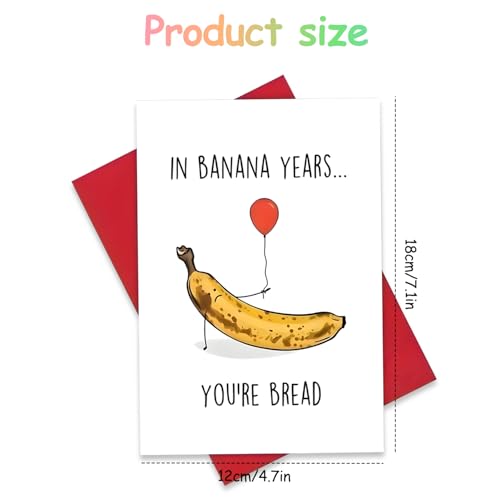 MOTIBACK Geburtstag Grußkarten-In Banana Year You‘re Bread-Humorvolle Glückwunschkarte Geschenk, Humor,Relax, Lustige Sprüche,Einladung Geburtstag, Ansichtskarte