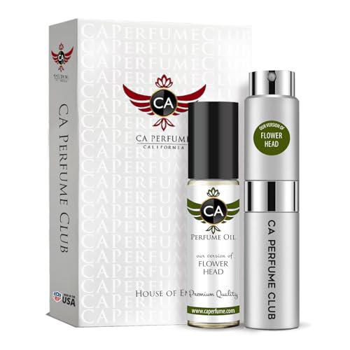 CA Perfume Duo Impression of Flower Head Women & Men Sprayer + Body Oil Roll-On Bottles 0.27 Fl Oz+0.33 Fl Oz