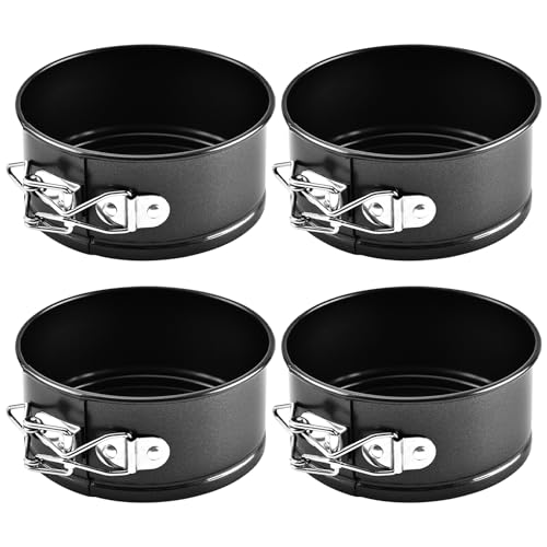 Cramelith 4 Inch Mini Springform Pans Set of 4 Removable Bottom
