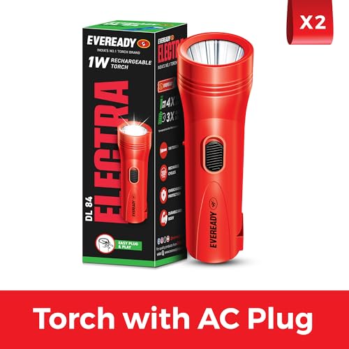 Image of Eveready DL84 LED Electra, Durable ABS Body, Easy Plug & Play Charging, SLA Battery, Overcharge Protection, Pack of 2