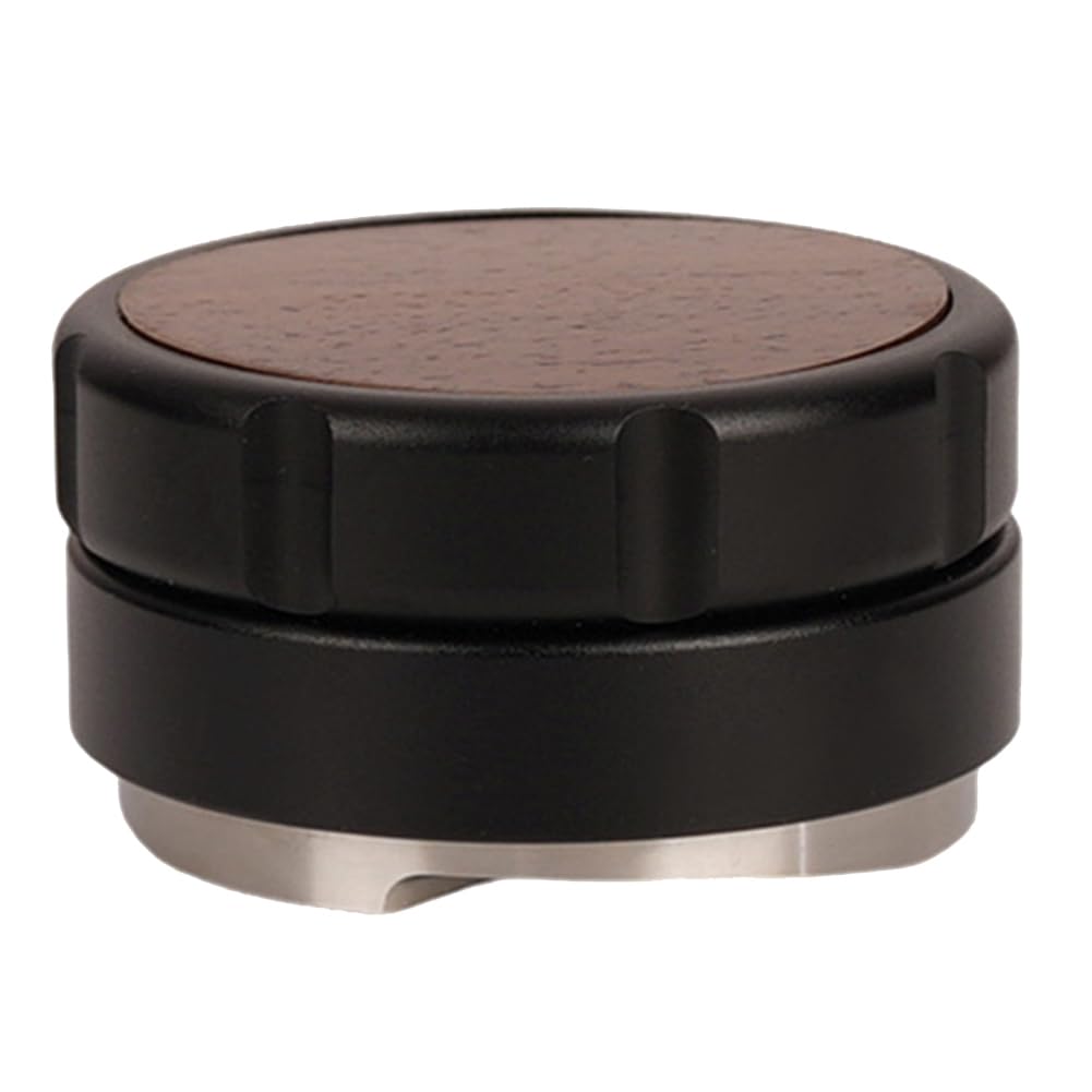 Distribuidor de café en polvo ajustable negro con tapa de nogal y base de acero inoxidable 304
