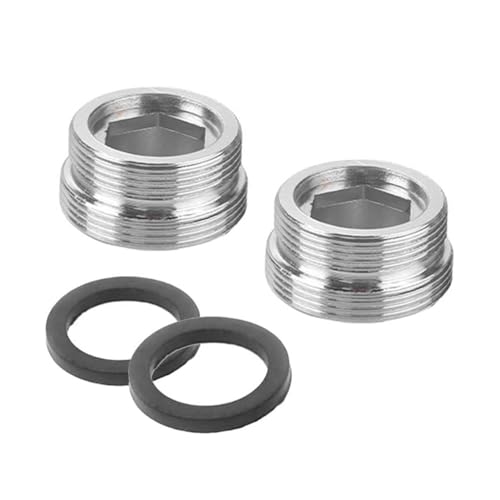 2Pcs Faucet Aerator Adapter Durable Metal Faucet Adaptor Replacement Thread Tap Aerator Connector 22mm to 24mm Metal Adaptor Suitable for Bathroom and Kitchen