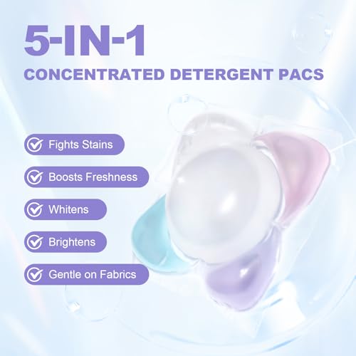 Image of 200-Count Laundry Detergent Pods, 5-in-1 Powerful Clean, Stain Remover, Color Protector, Fabric Care, Deep Intensive Clean, HE Compatible (Pear & Freesia)