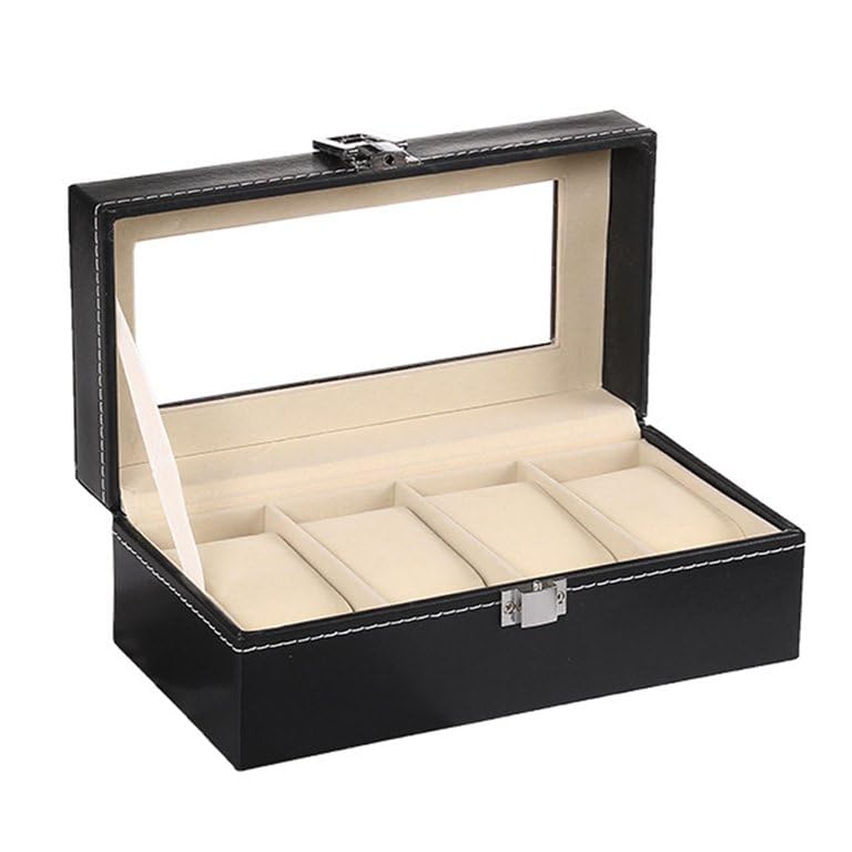Homaxa Watch Box PU Leather (4) Watch Organizer Watch Case Holder Organizer Storage Box for Men Quartz Watch Jewelry Boxes Display Best Gift | Black (B0CBCJRMZX) Amazon Price History, Amazon Price Tracker