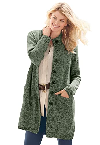 Image of Woman Within Plus Size Marled Sweater Jacket - 2X, Pine Sage Marled