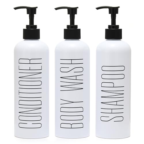 HOMCDALY-Shampoo-and-Conditioner-Dispenser-16oz-3-Pack-Refillable-Shampoo-and-Conditioner-Bottles-Empty-Shampoo-Bottles-Shampoo-Conditioner-Body-Wash-Dispenser-Bathroom-Shampoo-Dispenser-Setwhite