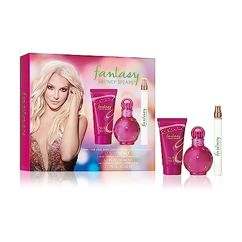 Britney Spears Fantasy Women's Fragrance 3 Piece Gift Set, 1.0 oz Eau de Parfum Spray, 1.7 oz Body Souffle, and 0.33 oz Eau de Parfum Spray Pen Cover