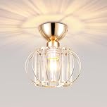 MELAYR Chandeliers Crystal Ceiling Light,Small Semi Flush Mount Ceiling Light with E27 Base, Modern Chandelier for Hallway Dining Rooms Bedroom Kitchen Entrance Balcony(NO Bulb)