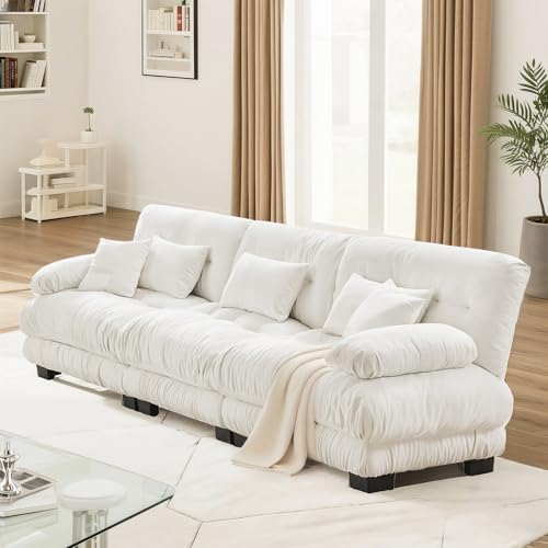 Image of SoarFlash 133.8 inch Sectional Sofa 3 Seat Couch, L Shaped Modern Sofa with Solid Wood Legs, Couches Sofas for Living Room Apartment, Comfortable Small Couches for Small Spaces, White
