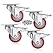 3'' Coocheer PVC Heavy Duty Swivel Caster Wheels 1000Lbs 360 Degree Top Plate with Brake Pack of 4 (red)
