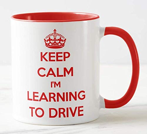 Vixar Keep Calm I'm Learning to Drive Coloured Mug Gift Present Learner Driving Lessons (Red)