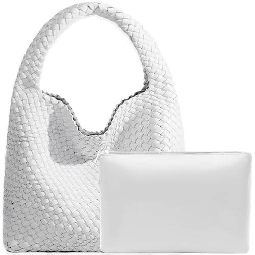 Image of JINMANXUE Woven Tote Bag for Women, Fashion Hobo Handbag, Travel Top-handle Shoulder Bag, Beach Underarm Bag with Purse