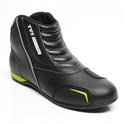 Image of TVS Racing Ankle Length Slip-On Riding Boots for Men:Waterproof Riding Shoes with Reflective Panel