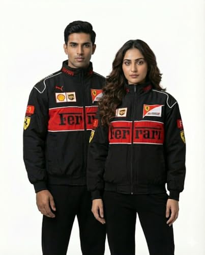 Image of F1 Trandy Racing Sport Jacket for Men | Biker Bomber Jacket | Polyester Lightweight Stylish Streetwear | Sportswear Print with Zipper Closer Comfortable Wear for Women