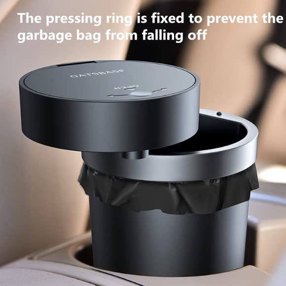 Miniatura 5 de Tumecos Bote de basura para automóvil, portavasos, botella de vehículo, cubo de basura con tapa, caja de polvo y soporte para tazas (negro)