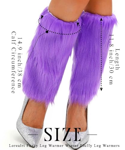 Fuzzy Leg Warmer Winter Fluffy Leg Warmers Boot Covers Mardi Gras Y2k Cosplay New Year Rave Outfit for Women3
