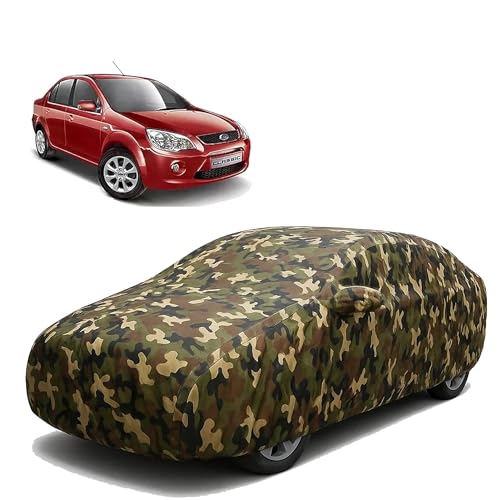 Image of Sulfar 100% Waterproof Car Body Cover Compatible with Mirror for Ford Fiesta Classic with Long Lasting Durable Material (Triple Stitched, Full Bottom Elastic, Camouflage Army)