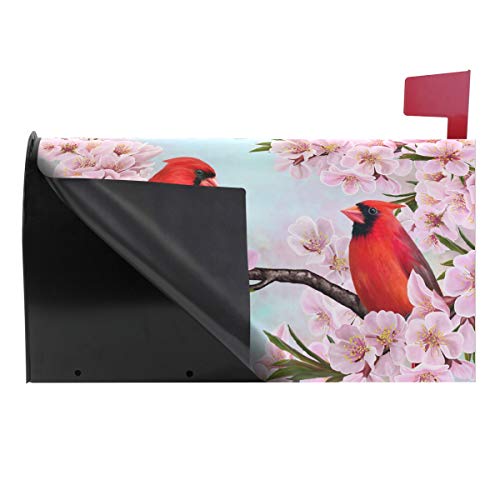 image for Wamika Spring Flowers Birds Mailbox Covers Magnetic Summer Sakura Red 