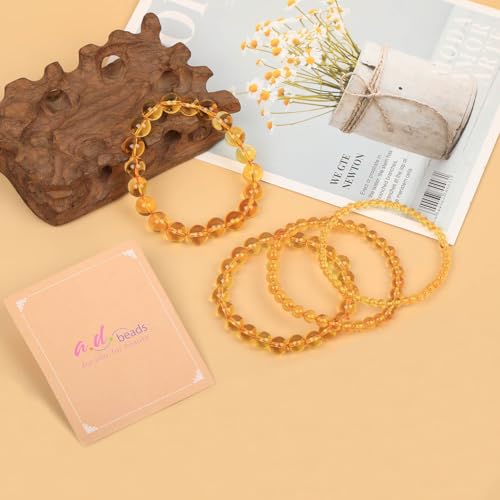 AD Beads Handmade Gemstone Stretch Elastic Bracelet Crystal Healing Reiki Nature's Beauty and Spiritual Essence Unisex (4mm, Citrine (Joy and abundance))4