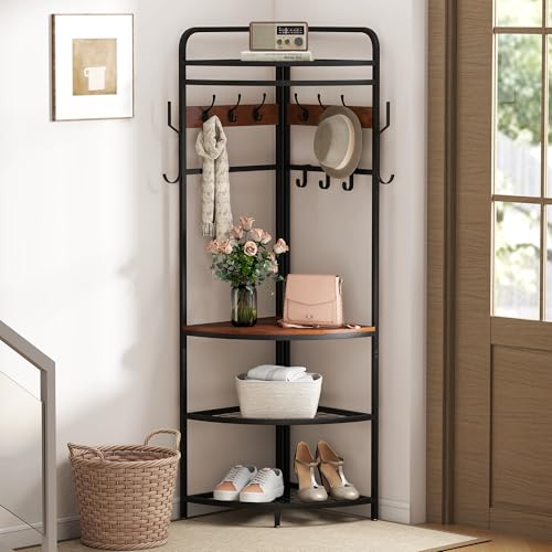 SOCOMFAY Eckgarderobe mit Regal, Industrie-Stil