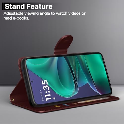 Image of Pikkme Flip Cover for Motorola Moto Edge 60 Stylus 5G Leather Finish | Inside TPU with Card Pockets | Wallet Stand and Shock Proof | Complete Protection Flip Case(Brown)