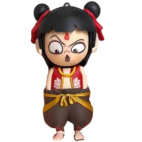 IOZO Nezha Anime Collectible Figure Face Changing Doll with 4 Interchangeable Faces-Traditional Chinese Costume Character Statue,Cute Desk Decor for Anime Fans, Exquisite Red Ribbon Hairstyle