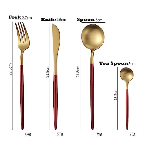 Image of Stainless Steel Red Gold Cutlery Set for 6 Person with Gift Box 24 Pieces Mirror Finish Luxury Premium Flatware Set for Dining Table Hotel Cafe Bar Restaurant House Warming Gifts