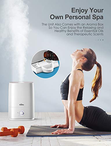 Cool Mist Humidifier, 5L/1.3 Gal Essential Oils Tray Humidifiers for Bedroom, 50 Hrs Run Time for Large Room, Baby, Auto Shut-off, Easy to Clean