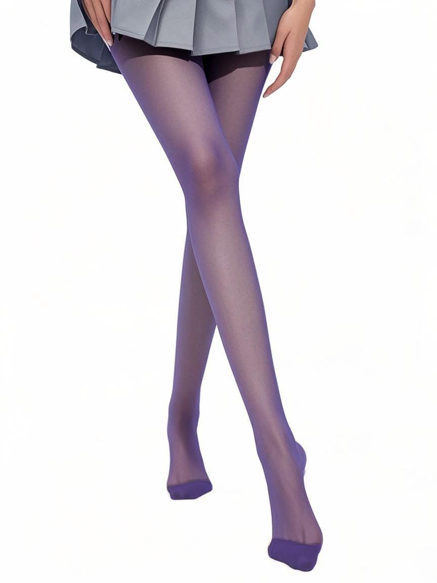 Malustar Women's Purple Bright Colour Sheer 10 Denier Tights (Purple)